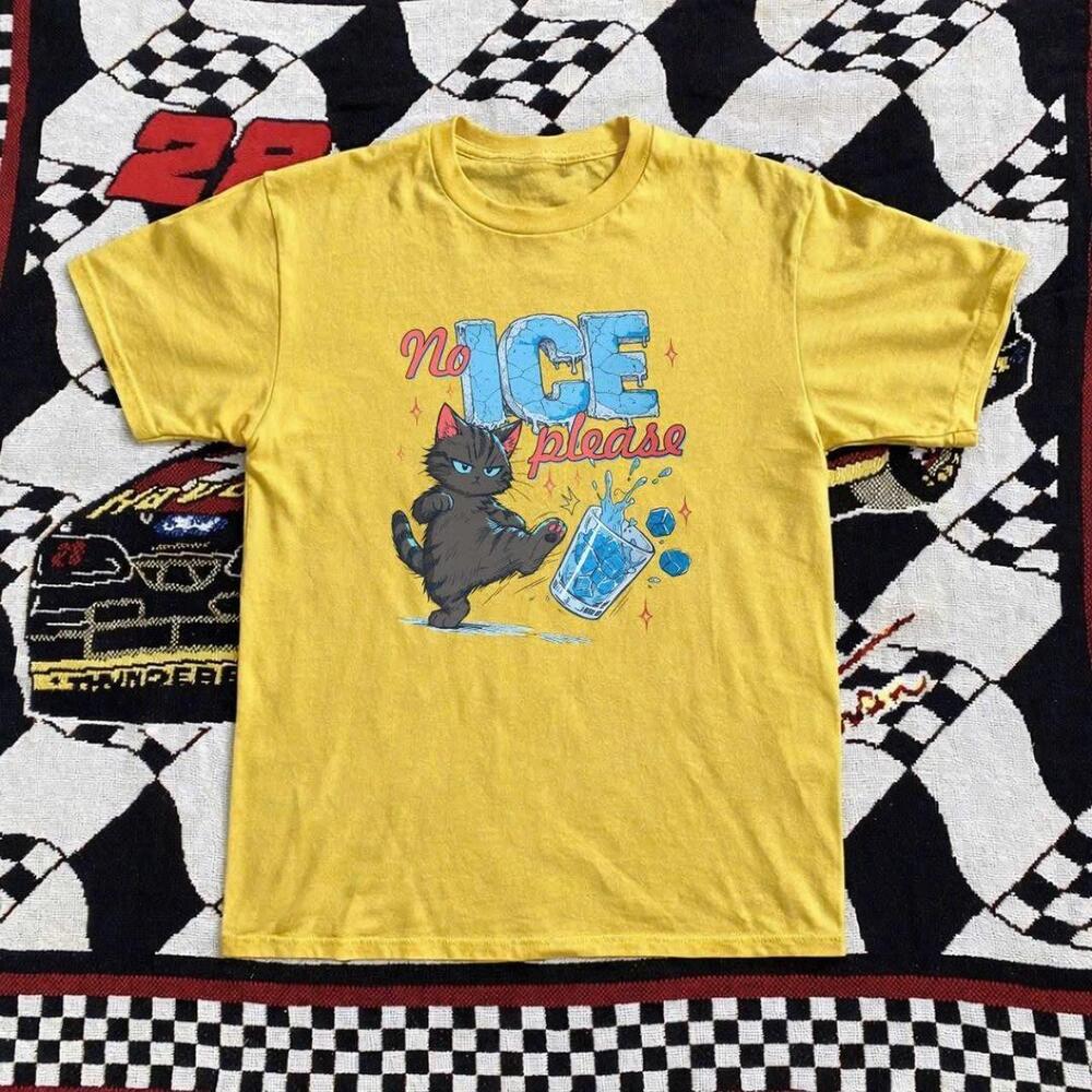 Retro Yellow No Ice Please Cat Shirt